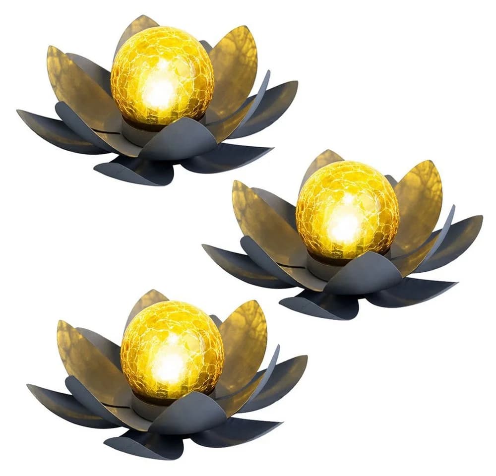 GLOBO LIGHTING LED Solarleuchte Warmweiß 3x Asia Garten Lotusblüte Deko Solar - Bild 2