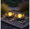 GLOBO LIGHTING LED Solarleuchte Warmweiß 3x Asia Garten Lotusblüte Deko Solar Bild 3