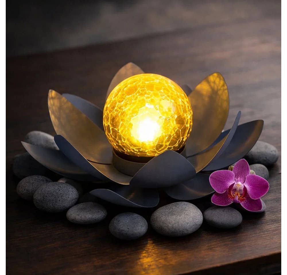 GLOBO LIGHTING LED Solarleuchte Warmweiß 3x Asia Garten Lotusblüte Deko Solar - Bild 4