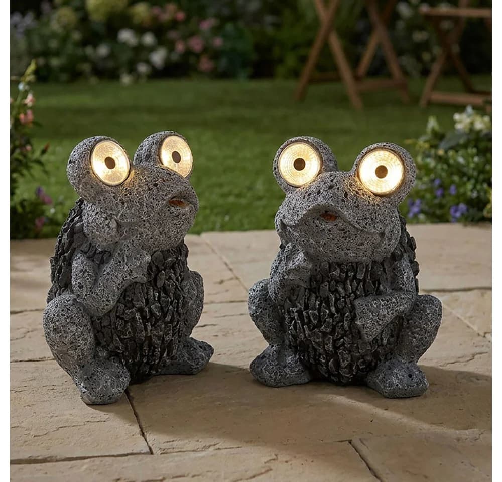 GLOBO LIGHTING Solarleuchte Frosch grau LED Steinoptik 2x - Bild 2