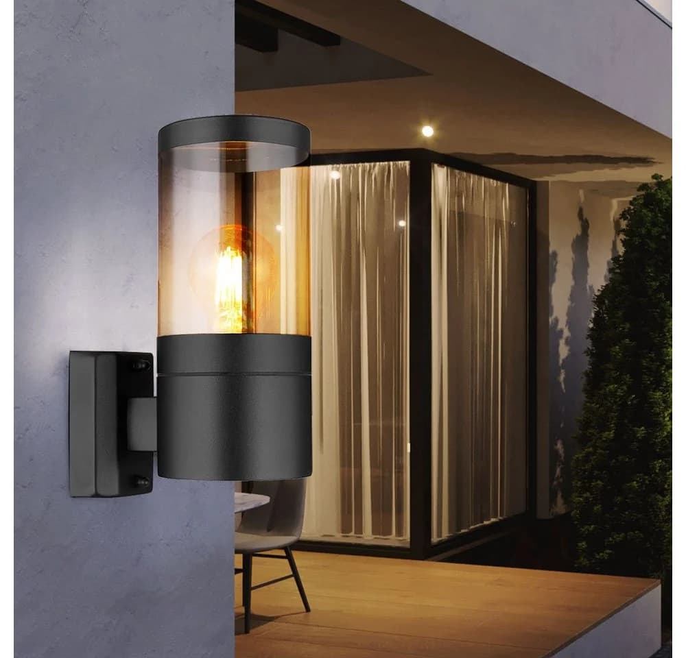 GLOBO LIGHTING LED Außen-Wandleuchte Schwarz mit rauchigem Glas - Bild 3