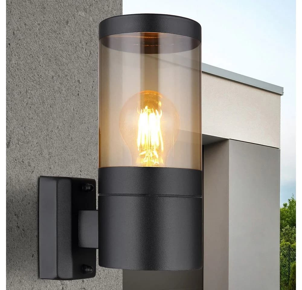 GLOBO LIGHTING LED Außen-Wandleuchte Schwarz mit rauchigem Glas - Bild 5