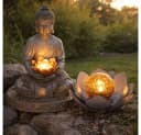 GLOBO LIGHTING Solarleuchte Set Buddha & Lotusblume Grau Bild 3