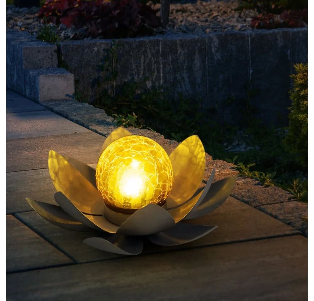 GLOBO LIGHTING Solarleuchte Set Buddha & Lotusblume Grau - Bild 5