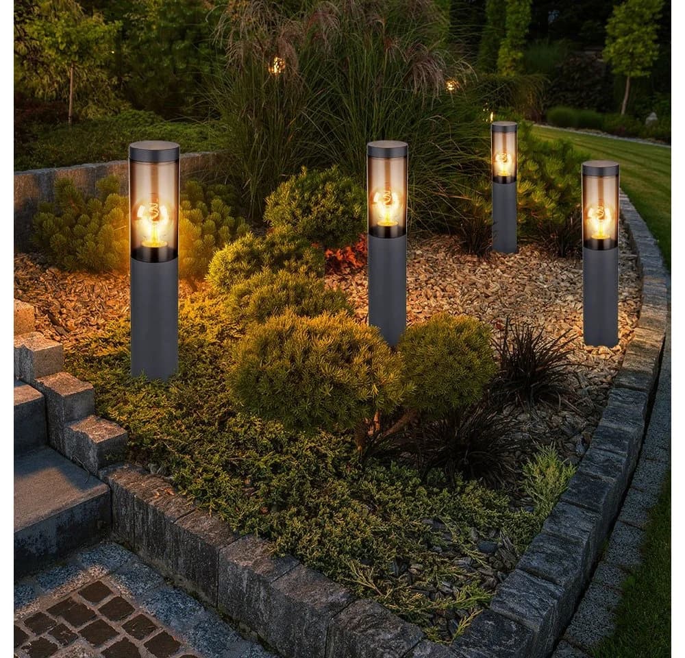 GLOBO LIGHTING Außen-Stehlampe 4x E27 Anthrazit Edelstahl - Bild 2