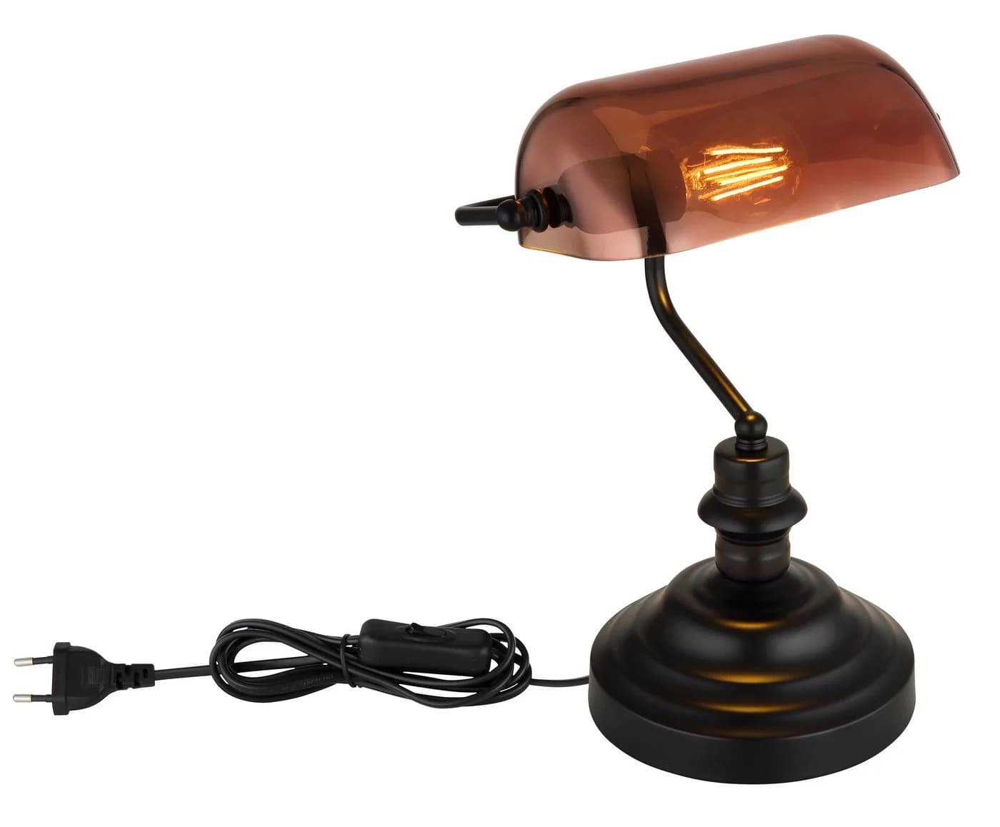 GLOBO LIGHTING Schreibtischlampe ANTIQUE Schwarz Matt Kupferfarben - Bild 2