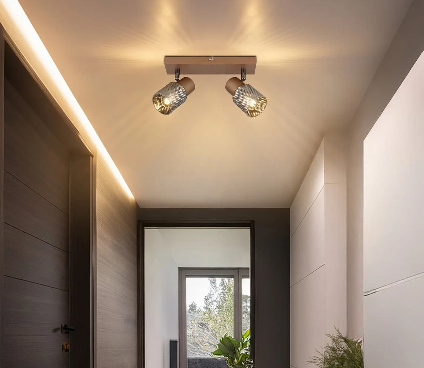GLOBO LIGHTING Deckenstrahler SATELLA Braun Metall mit Kristalloptik