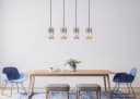 GLOBO LIGHTING Pendelleuchte Metall Nickel Glas 4x E27 Hängeleuchte Bild 1