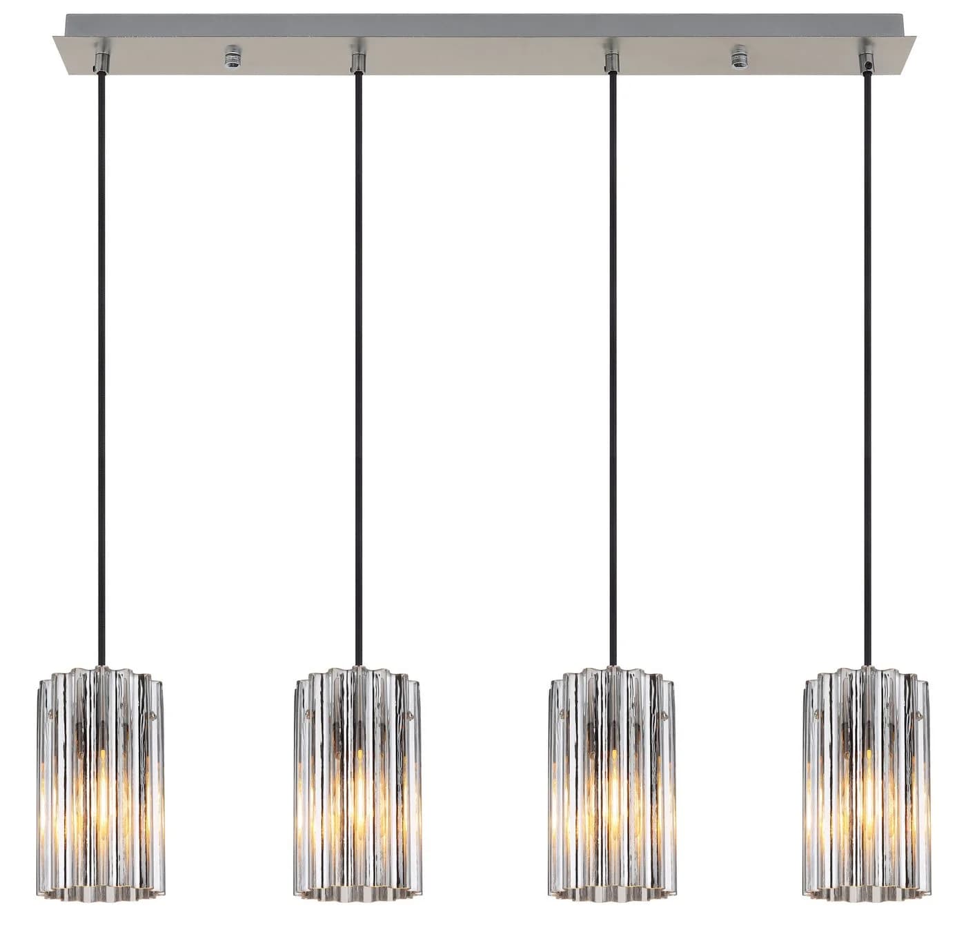 GLOBO LIGHTING Pendelleuchte Metall Nickel Glas 4x E27 Hängeleuchte - Bild 2