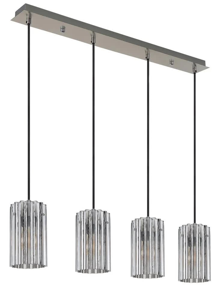GLOBO LIGHTING Pendelleuchte Metall Nickel Glas 4x E27 Hängeleuchte - Bild 3