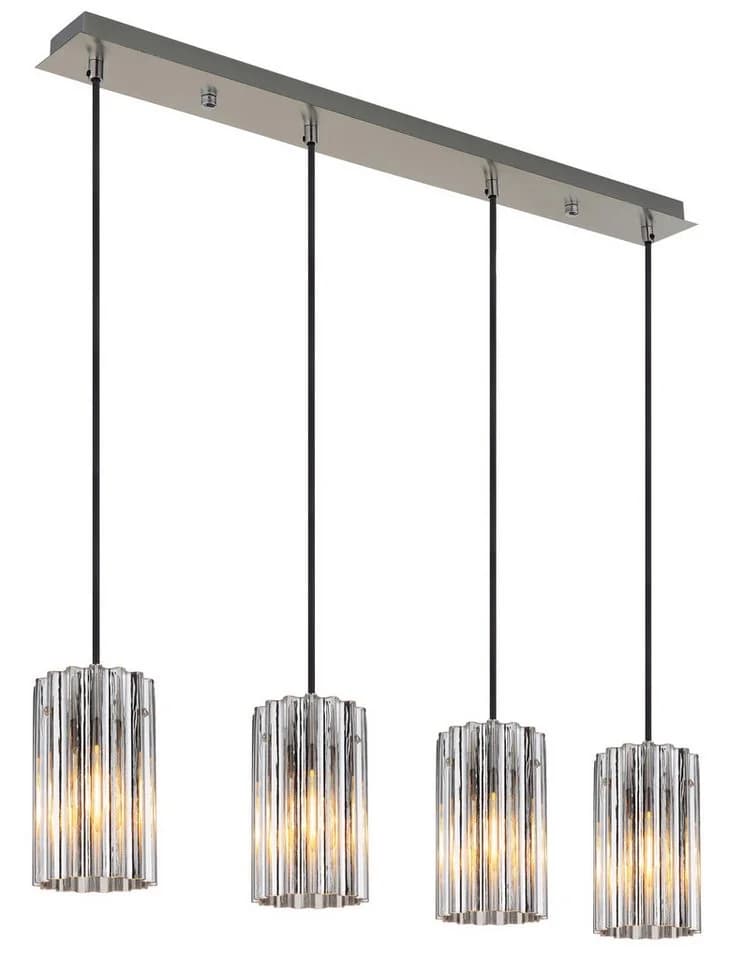 GLOBO LIGHTING Pendelleuchte Metall Nickel Glas 4x E27 Hängeleuchte - Bild 4