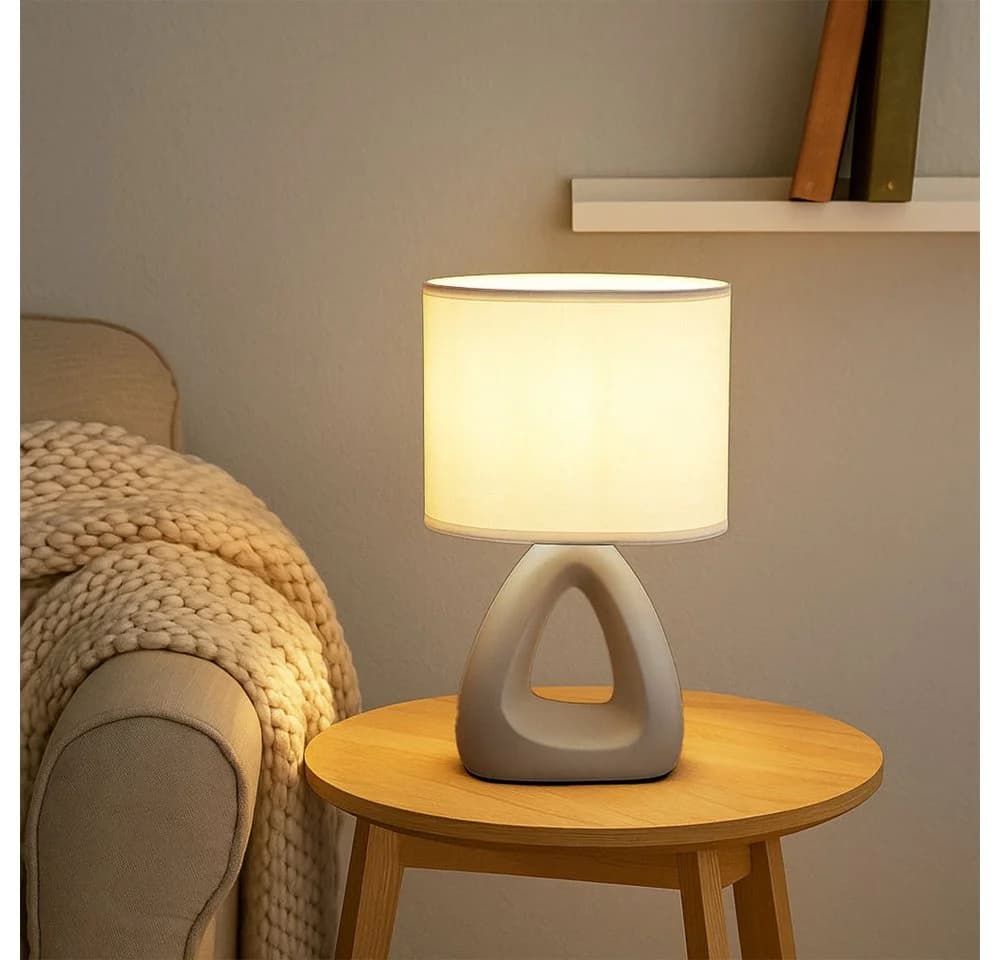 GLOBO LIGHTING Tischleuchte Grau Keramik E14 - Bild 5