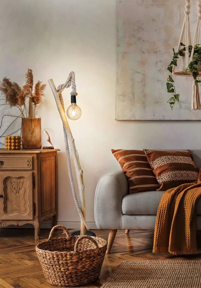 GLOBO Lighting Stehlampe NERIDA Braun Holz E27