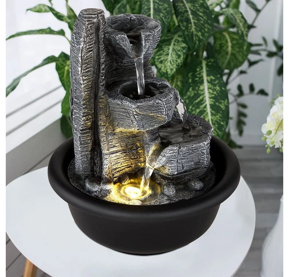 GLOBO LIGHTING LED Zimmerbrunnen Tischbrunnen Kunststoff Schwarz - Bild 3