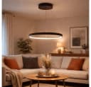GLOBO LIGHTING LED Pendelleuchte Schwarz Matt Ring Bild 4
