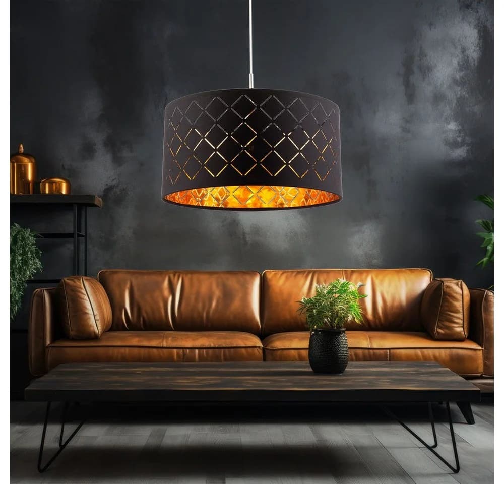 GLOBO LIGHTING LED-Hängeleuchte Schwarz Gold Textil - Bild 5