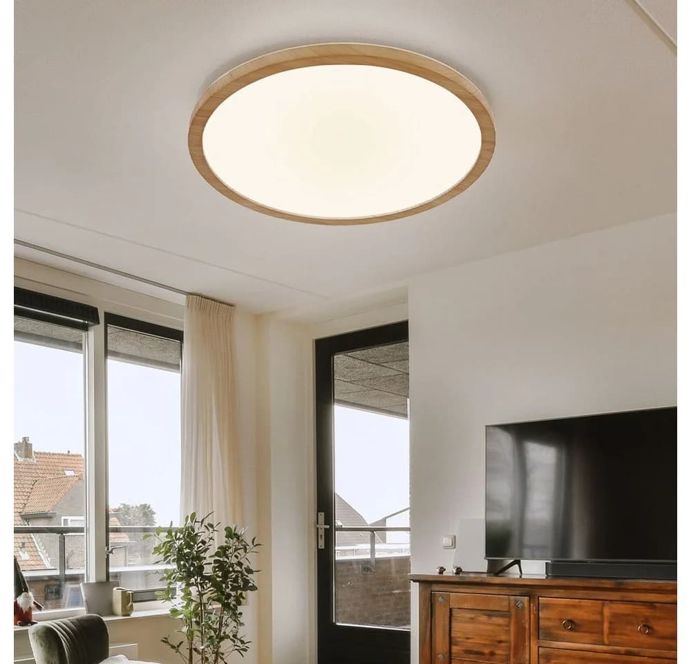 GLOBO LIGHTING LED Deckenleuchte Warmweiß IP44 Holzoptik 3-Stufen-Dimmer - Bild 3