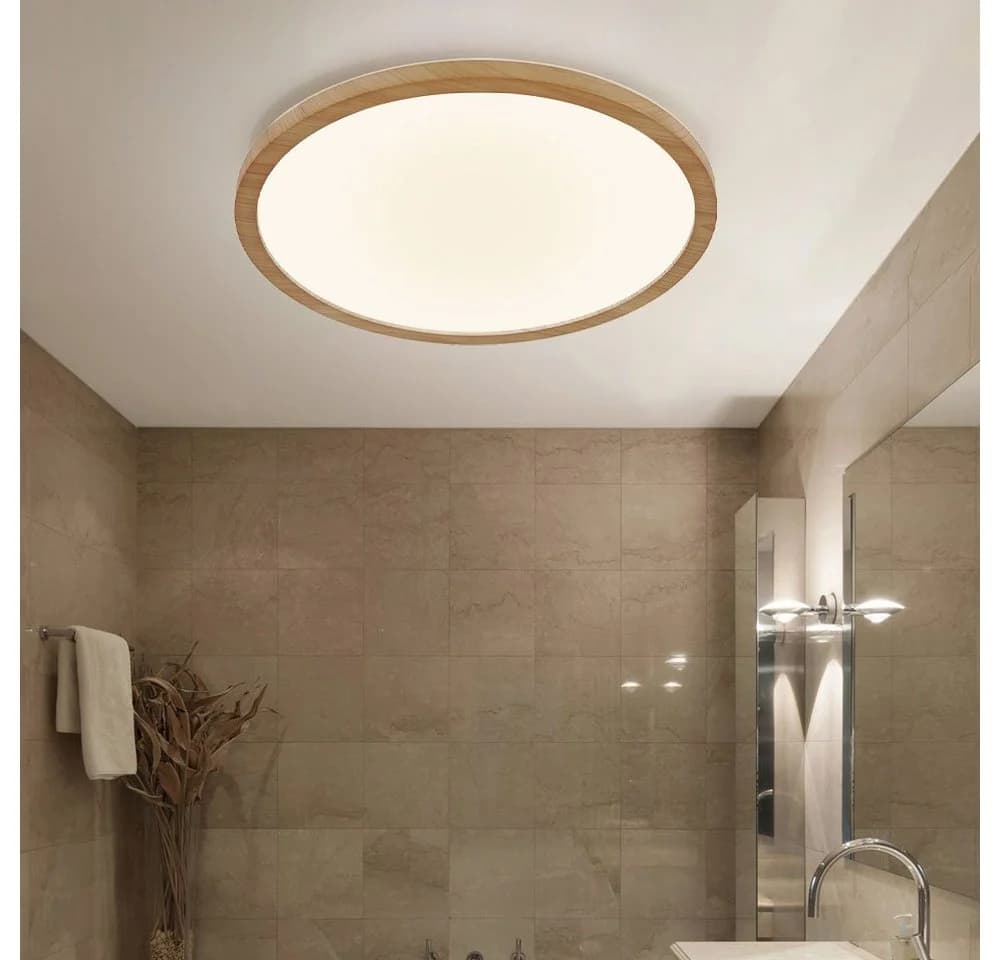 GLOBO LIGHTING LED Deckenleuchte Warmweiß IP44 Holzoptik 3-Stufen-Dimmer - Bild 4