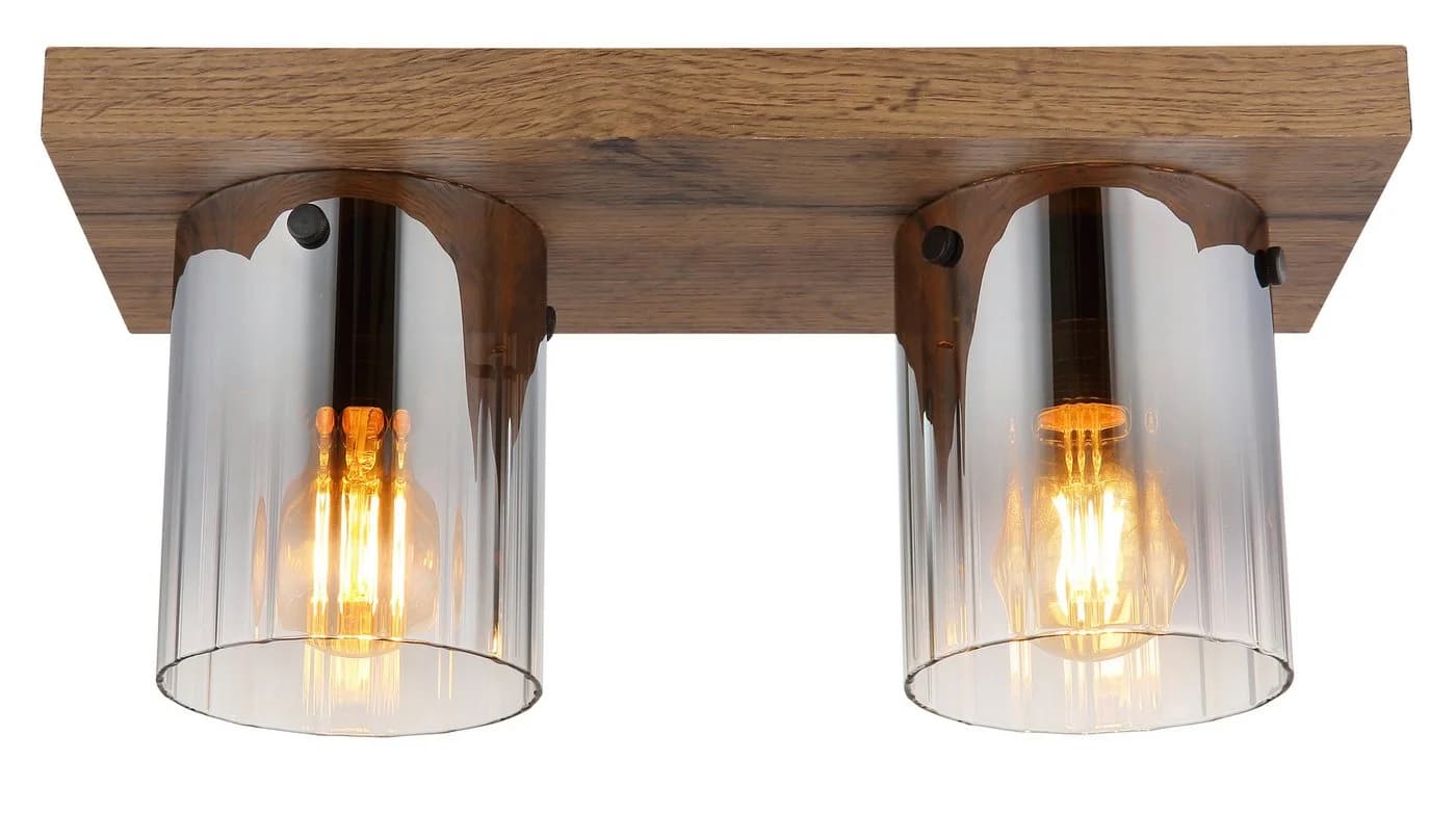 GLOBO LIGHTING Deckenleuchte UNDERWOOD Braun Transparent Glas Holzoptik - Bild 4