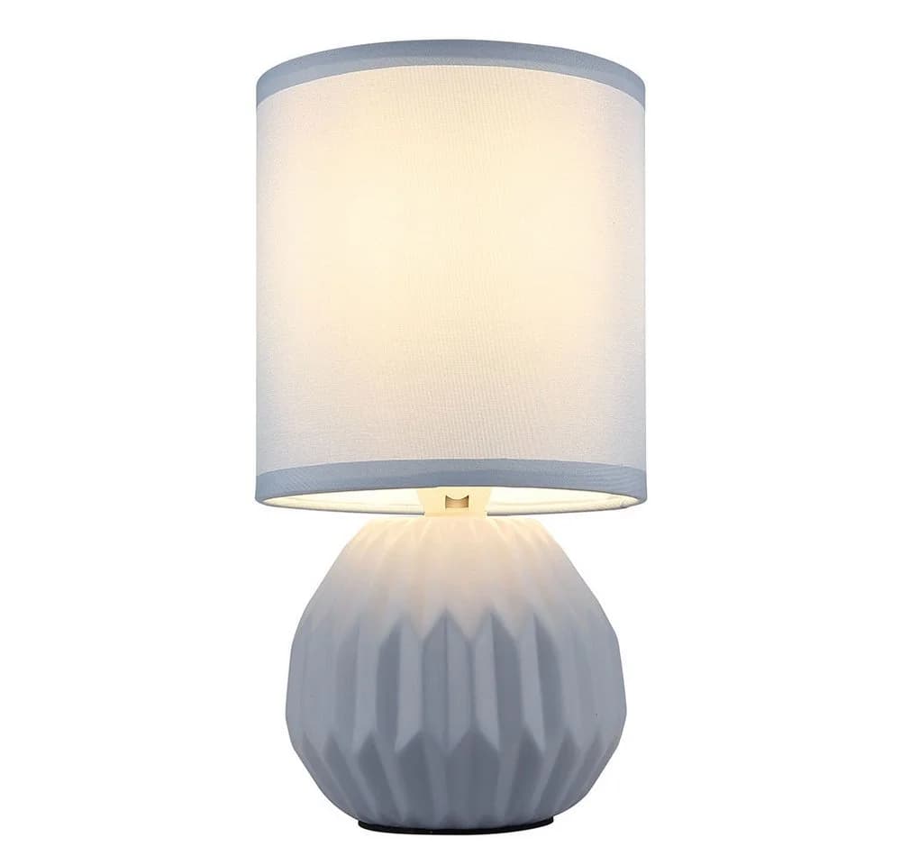 GLOBO LIGHTING Tischleuchte Blau Keramik Textilschirm - Bild 2