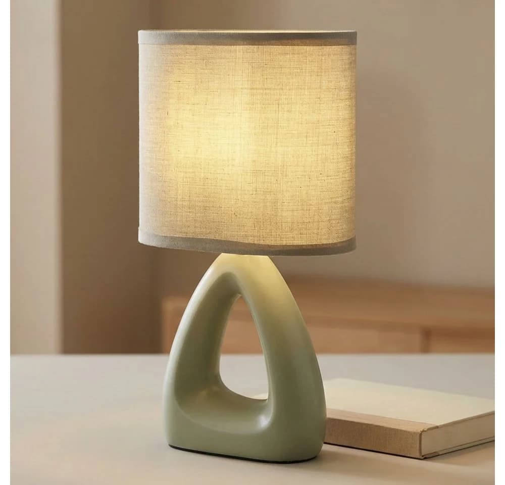 GLOBO LIGHTING Tischleuchte Grün Keramik Textil