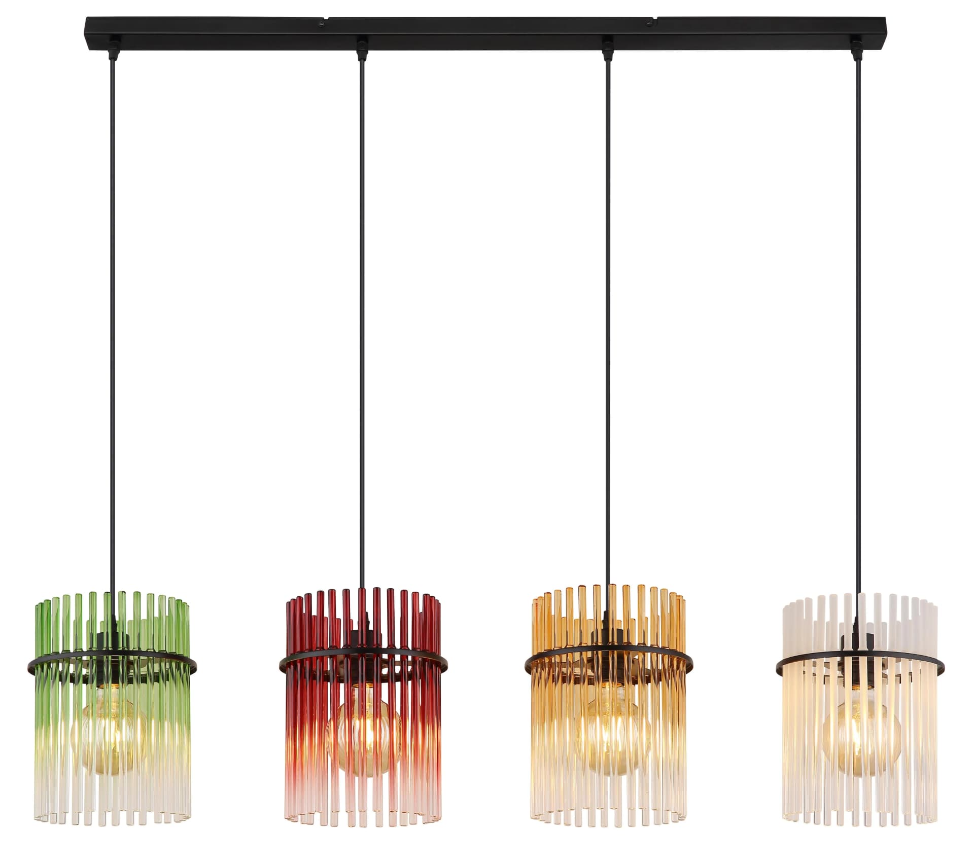 GLOBO LIGHTING Hängeleuchte GORLEY Schwarz Bunt Glasstäbe