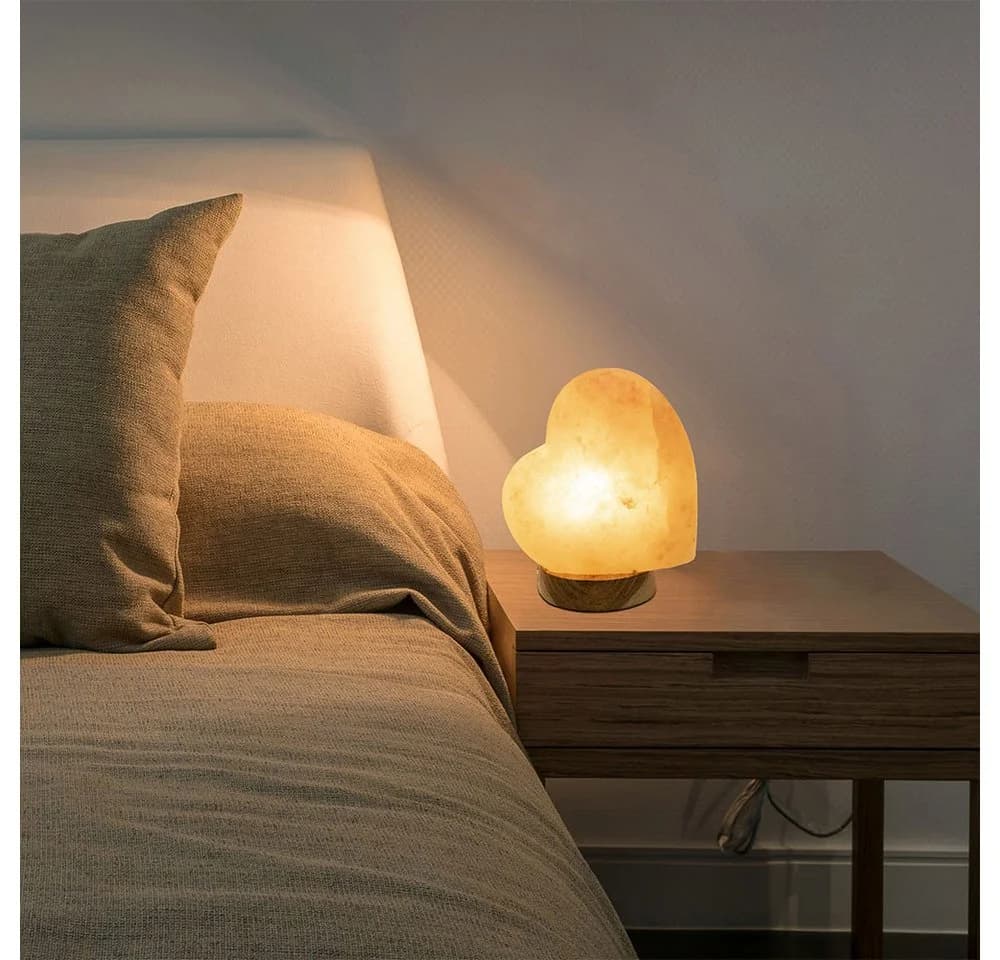 GLOBO LIGHTING Tischleuchte Salzkristall Herzform E14 Holzsockel - Bild 5