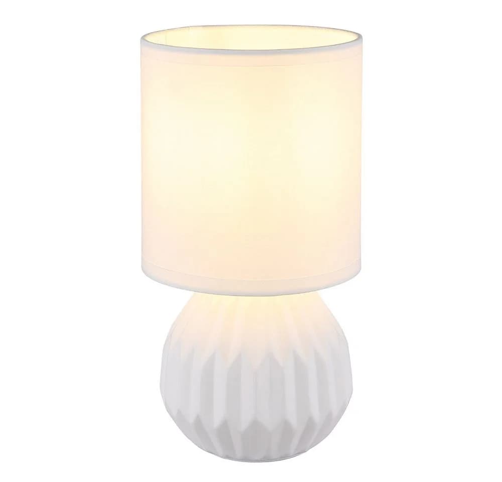 GLOBO LIGHTING Tischleuchte Keramik Textil Weiß