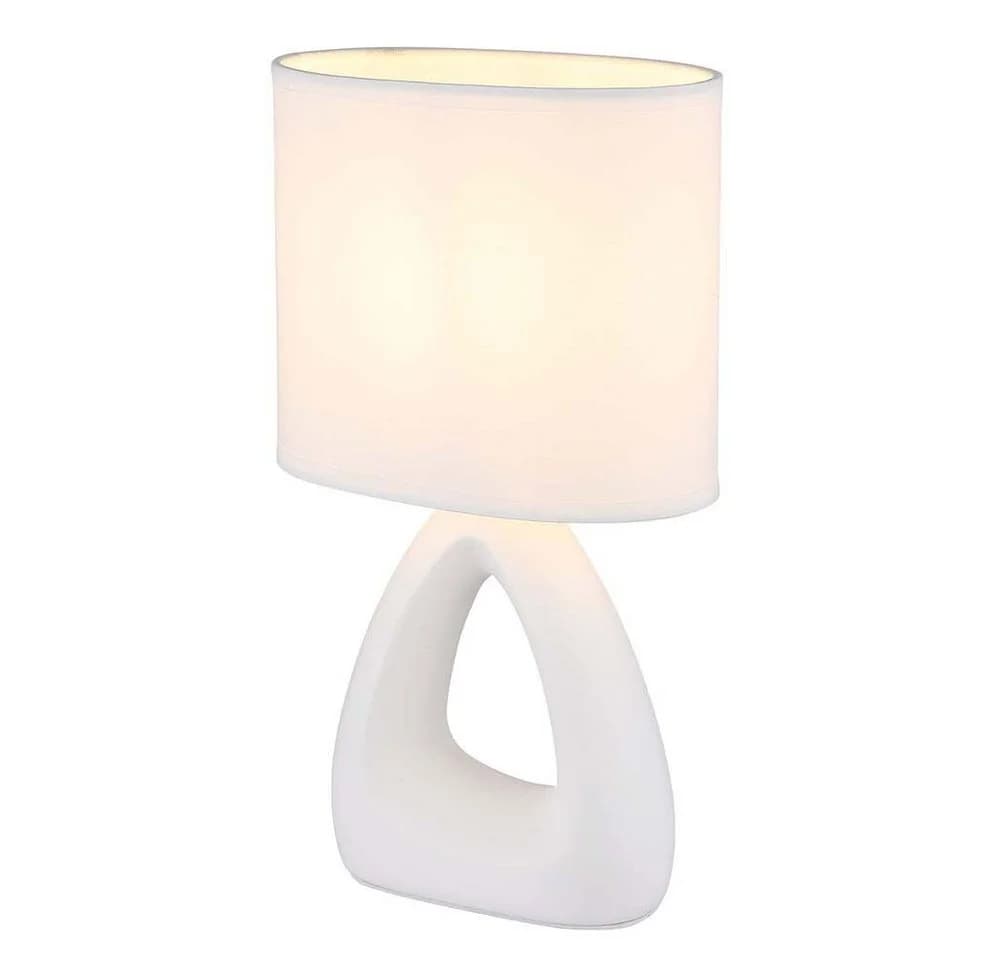 GLOBO LIGHTING Tischleuchte Weiß Keramik Textil E14