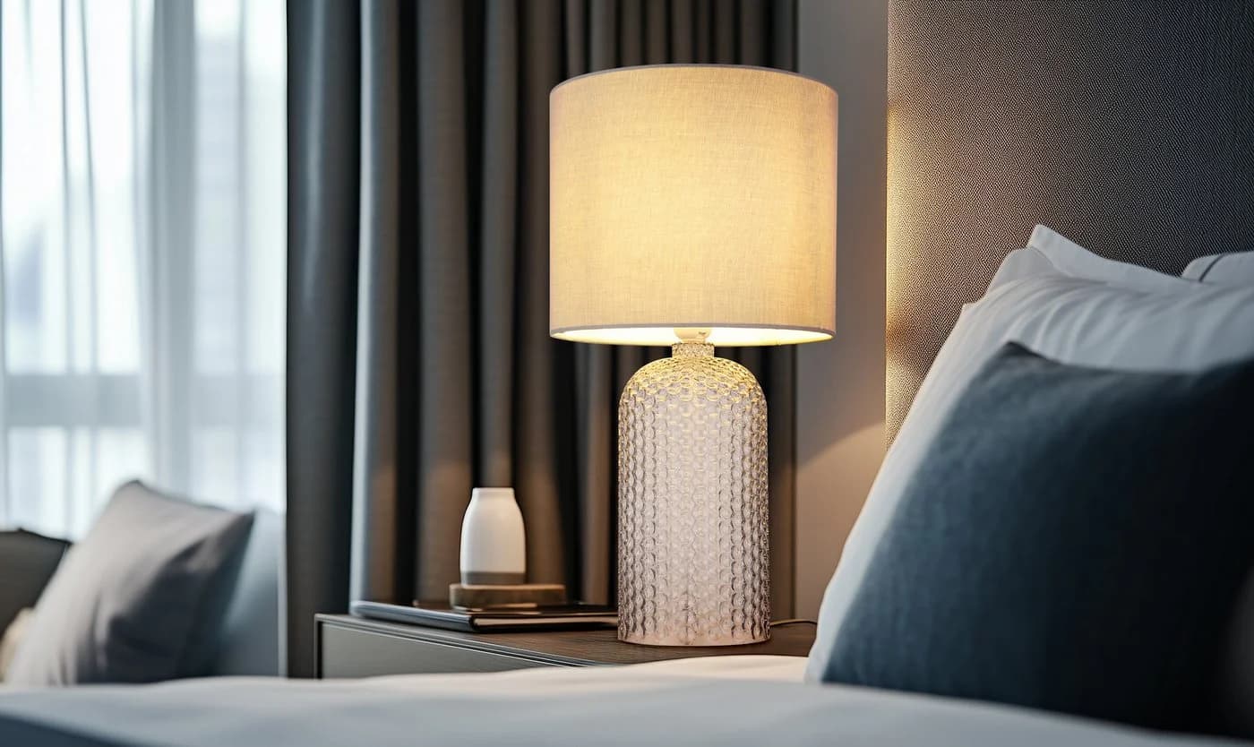 GLOBO LIGHTING Tischleuchte SOFIA Grau Glas Stoffschirm