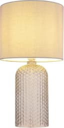 GLOBO LIGHTING Tischleuchte SOFIA Grau Glas Stoffschirm Bild 2