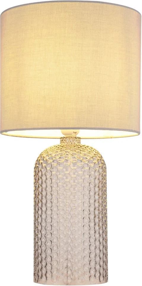 GLOBO LIGHTING Tischleuchte SOFIA Grau Glas Stoffschirm - Bild 2