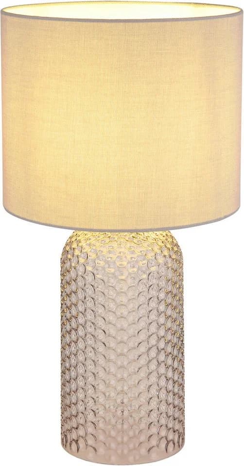 GLOBO LIGHTING Tischleuchte SOFIA Grau Glas Stoffschirm - Bild 4