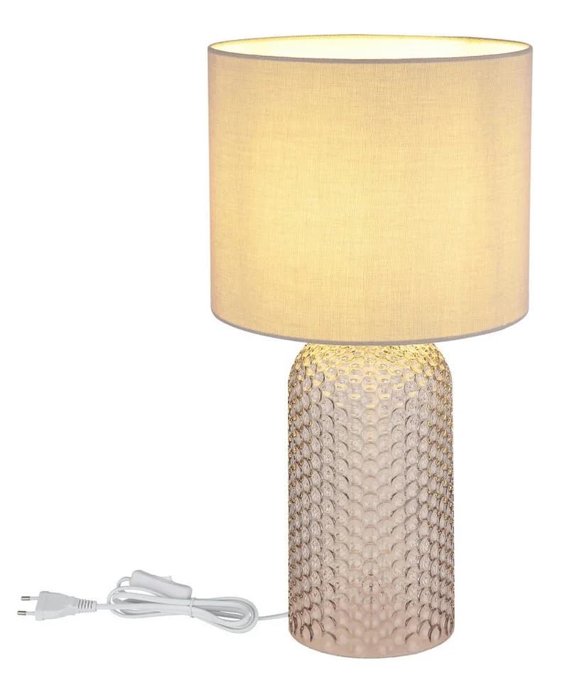 GLOBO LIGHTING Tischleuchte SOFIA Grau Glas Stoffschirm - Bild 5