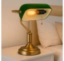 GLOBO LIGHTING Schreibtischlampe Messing Grün Zugschalter Bild 5