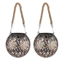 GLOBO LIGHTING Solarleuchte Hängeleuchte 2x Metall Hanfseil Warmweiß Bild 1