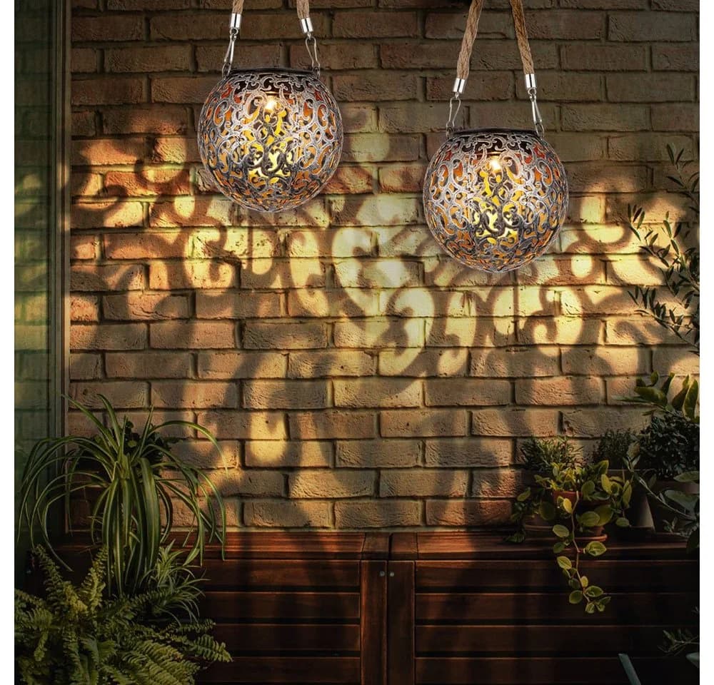 GLOBO LIGHTING Solarleuchte Hängeleuchte 2x Metall Hanfseil Warmweiß - Bild 2