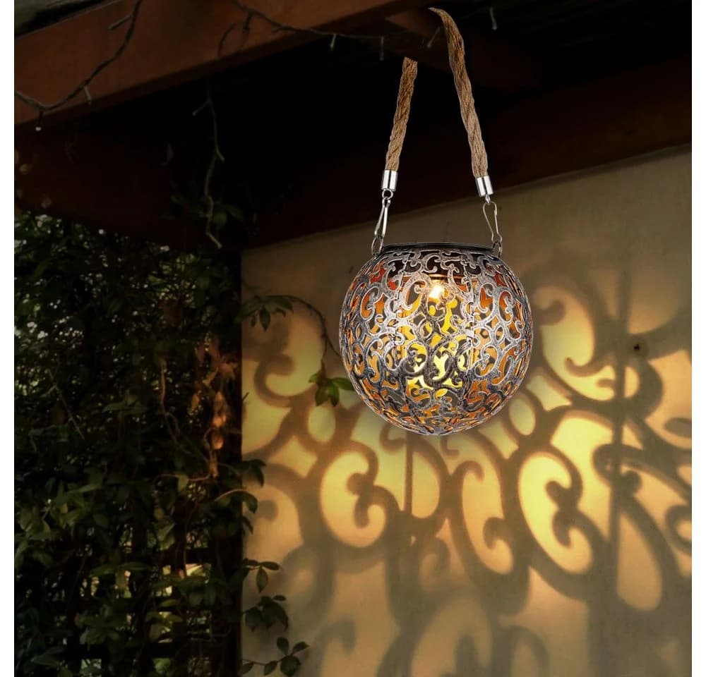 GLOBO LIGHTING Solarleuchte Hängeleuchte 2x Metall Hanfseil Warmweiß - Bild 5