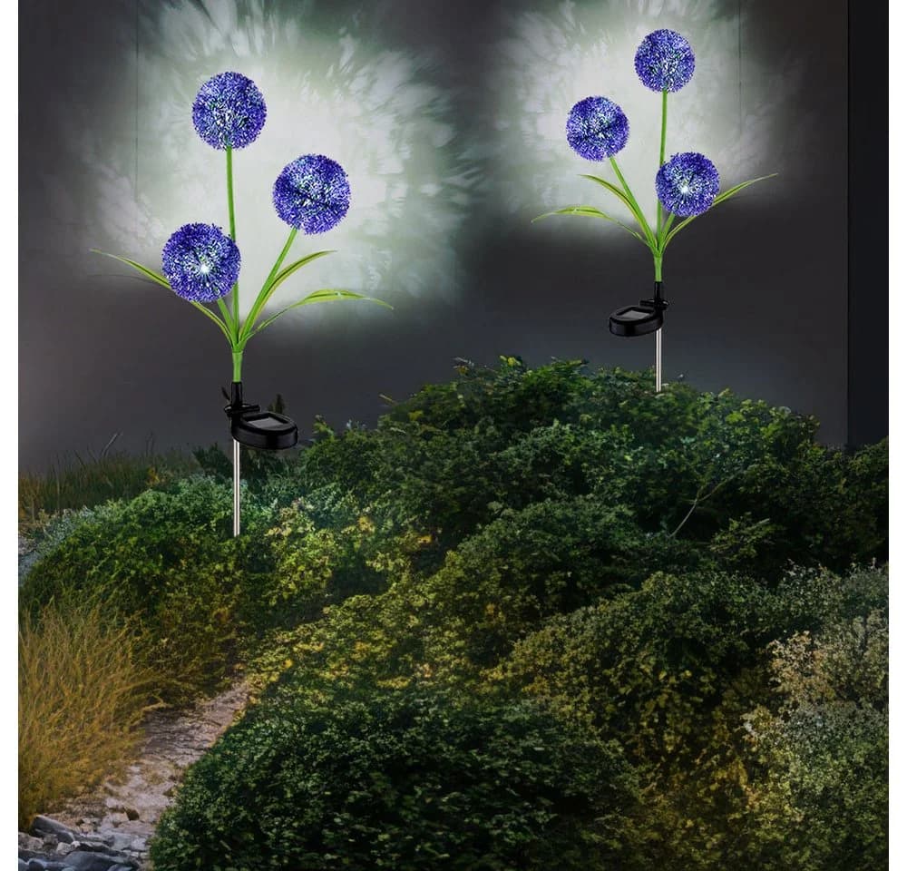 GLOBO LIGHTING Solarleuchte Pusteblume 2er Set Edelstahl Schwarz