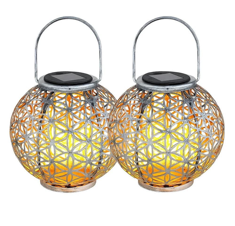GLOBO LIGHTING Solarleuchte Orientalisch Silber 2er Set