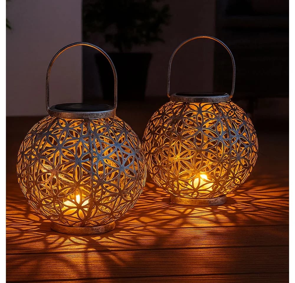 GLOBO LIGHTING Solarleuchte Orientalisch Silber 2er Set - Bild 3