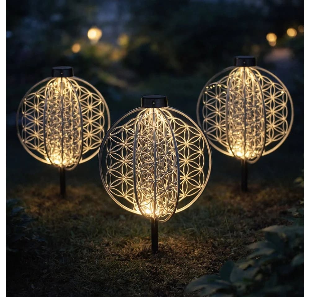 GLOBO LIGHTING Solarleuchte 3er Set Warmweiß Silber Metall - Bild 2