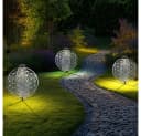 GLOBO LIGHTING Solarleuchte 3er Set Warmweiß Silber Metall Bild 3