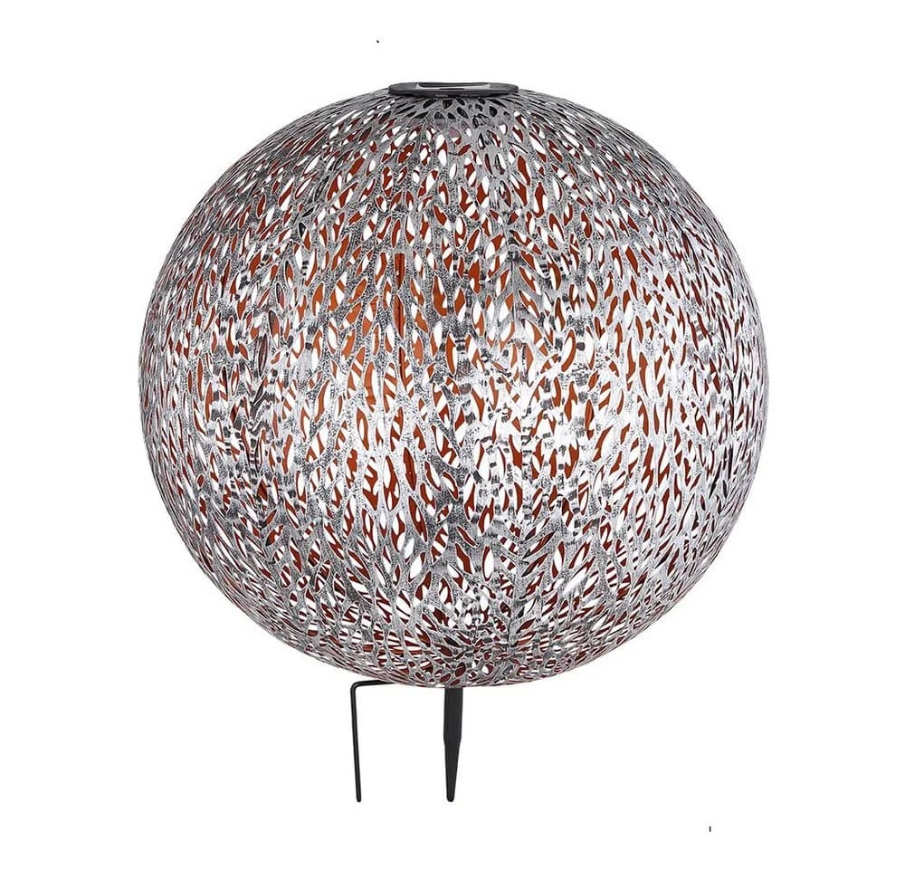 GLOBO LIGHTING Solarleuchte LED Warmweiß Metall Silber Gold