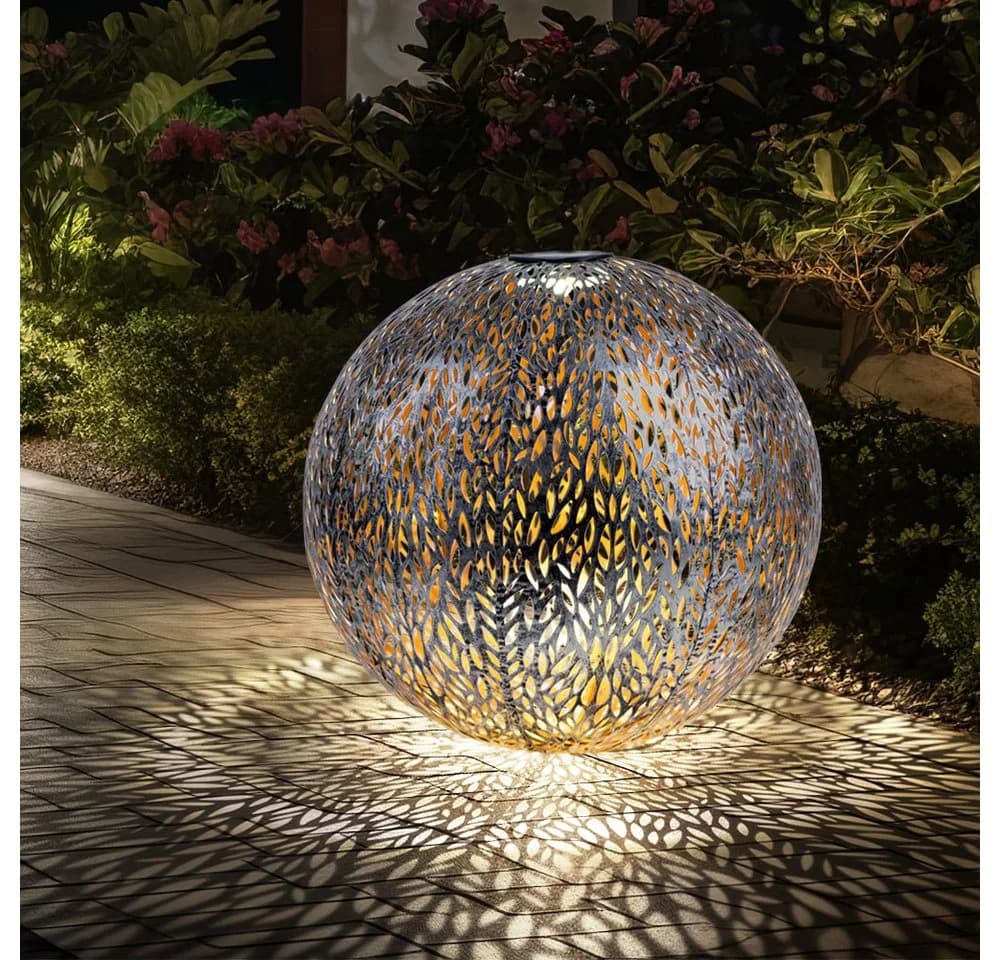 GLOBO LIGHTING Solarleuchte LED Warmweiß Metall Silber Gold - Bild 2
