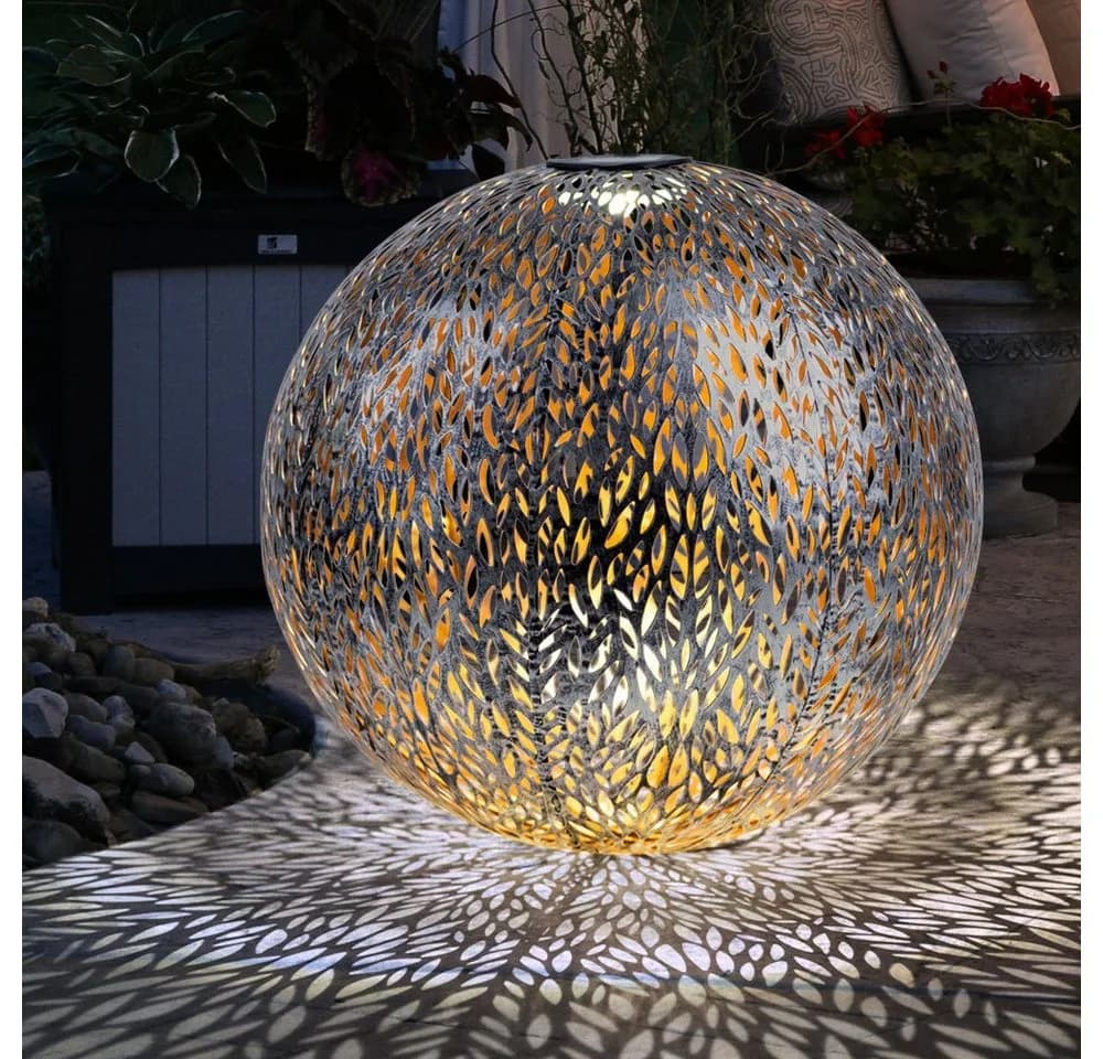 GLOBO LIGHTING Solarleuchte LED Warmweiß Metall Silber Gold - Bild 4
