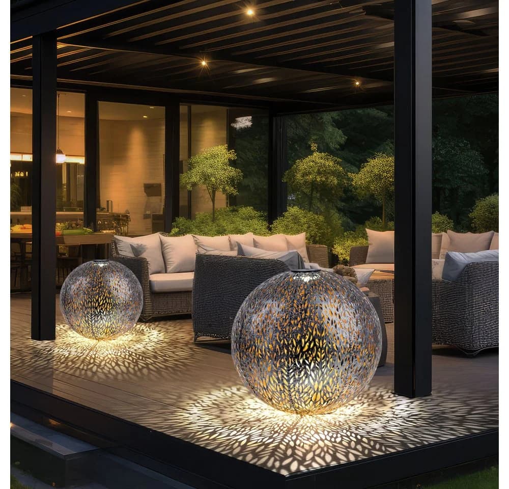 GLOBO LIGHTING Solarleuchte LED Warmweiß Metall Silber Gold - Bild 5