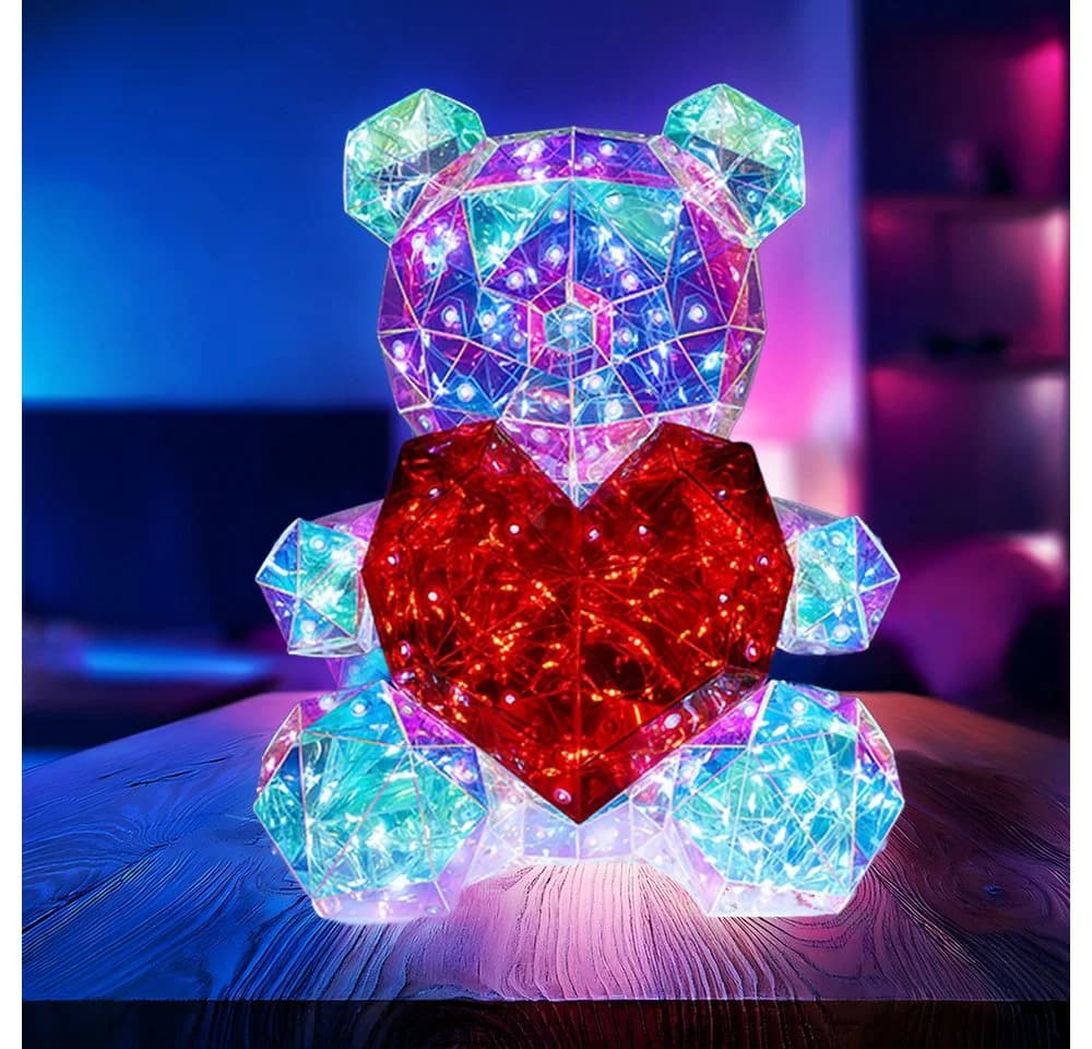 GLOBO LIGHTING LED Tischleuchte Bär Kristalloptik Rot