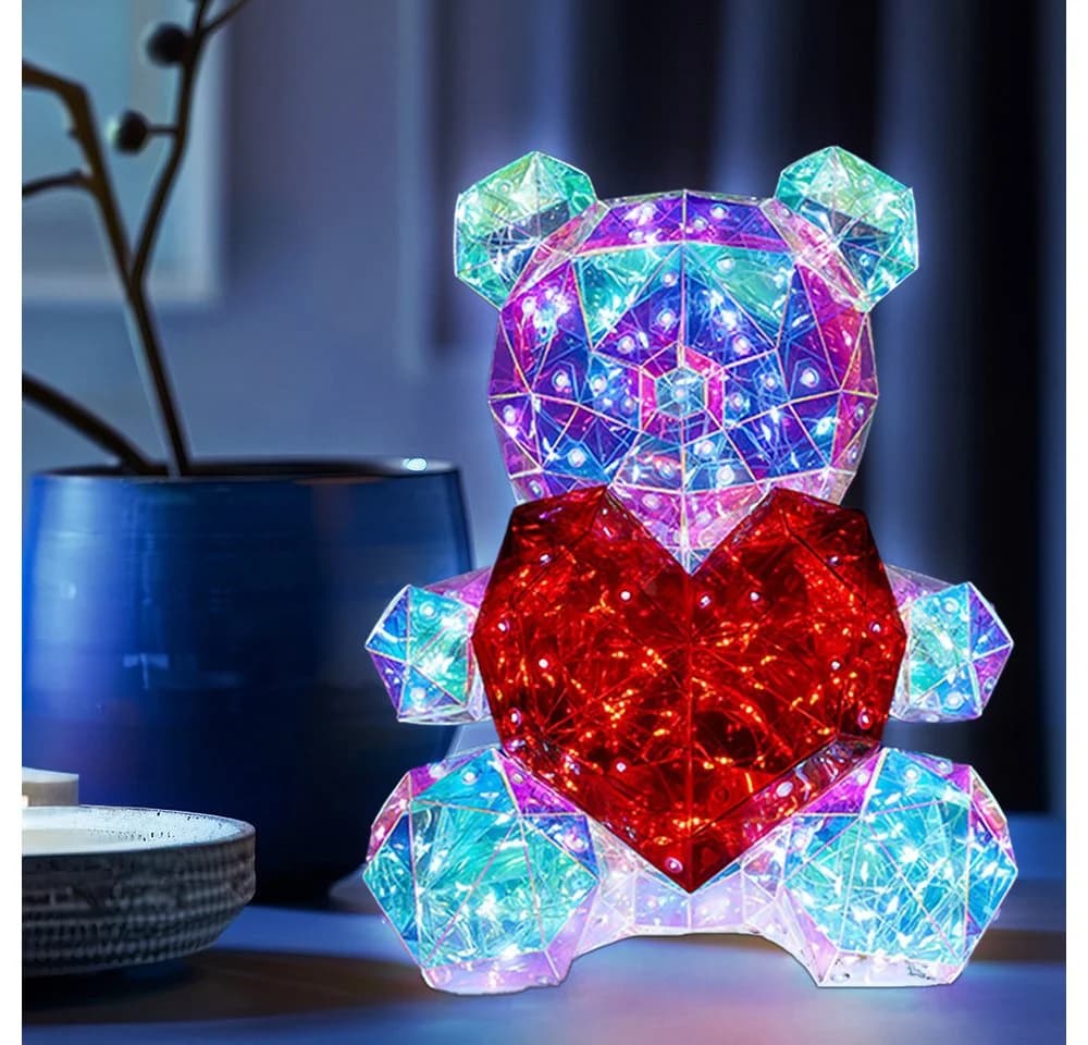 GLOBO LIGHTING LED Tischleuchte Bär Kristalloptik Rot - Bild 3