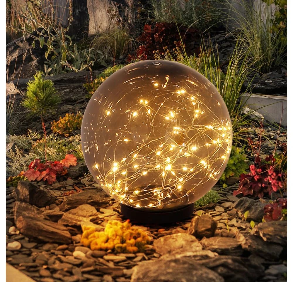 GLOBO LIGHTING Solarleuchte Kugel rauchfarben mit 40 LEDs - Bild 3